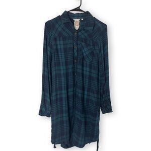 Women’s Plaid Button-Up Long Sleeve Shirt Dress